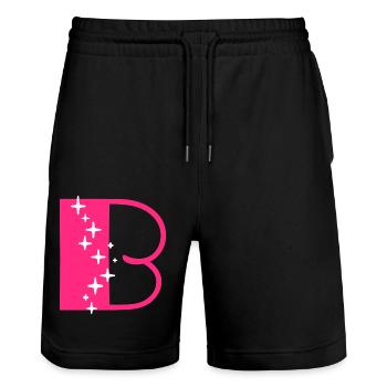 Buchstabe B Glitzer - Stanley/Stella Unisex Bio Joggingshorts Trainer  - Schwarz - Vorne - Nik (191cm) & Marisol (170cm)