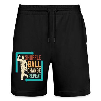 Shuffle, Ball, Change, Repeat Tap Dance Tap Dancer - Stanley/Stella Trainer Unisex Organic Jogging Shorts - black - Front - Nik (191cm) & Marisol (170cm)