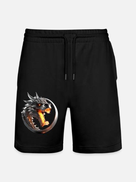 Feuerdrache im Ring - Stanley/Stella Unisex Bio Joggingshorts Trainer - Schwarz