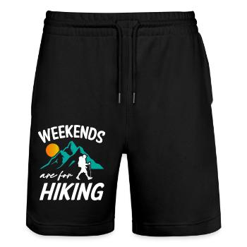 Weekends Are For Hiking - Stanley/Stella Trainer Unisex Organic Jogging Shorts - black - Front - Nik (191cm) & Marisol (170cm)