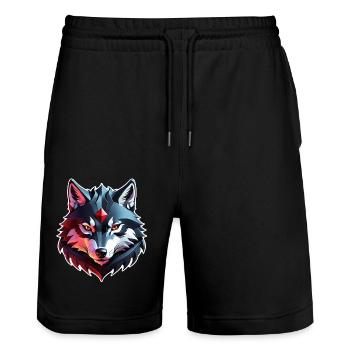 Wolf Tattoo - Stanley/Stella Trainer Unisex Organic Jogging Shorts - black - Front - Nik (191cm) & Marisol (170cm)