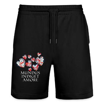 mundus indiget amore e 260 - Stanley/Stella Unisex Bio Joggingshorts Trainer  - Schwarz - Vorne - Nik (191cm) & Marisol (170cm)