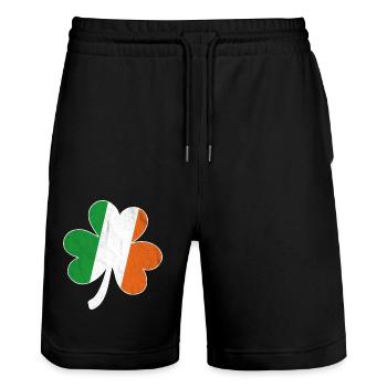 Shamrock Irish Flag - Stanley/Stella Trainer Unisex Organic Jogging Shorts - black - Front - Nik (191cm) & Marisol (170cm)