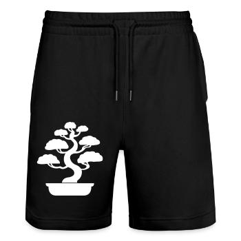 Bonsai Tree - Stanley/Stella Trainer Unisex Organic Jogging Shorts - black - Front - Nik (191cm) & Marisol (170cm)