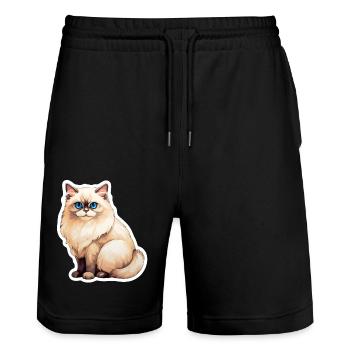 Ragdoll Katze - Stanley/Stella Unisex Bio Joggingshorts Trainer  - Schwarz - Vorne - Nik (191cm) & Marisol (170cm)
