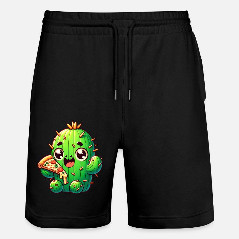 Cactus Kawaii mignon avec Pizza - Short de jogging bio TRAINER Stanley/Stella unisexe - noir
