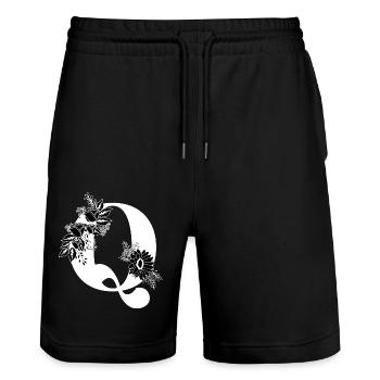 Floral letter q black and white - Stanley/Stella Trainer Unisex Organic Jogging Shorts - black - Front - Nik (191cm) & Marisol (170cm)