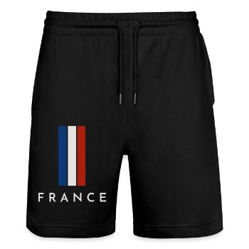 Flag of France, French pride - Stanley/Stella Trainer Unisex Organic Jogging Shorts - black - Front - Nik (191cm) & Marisol (170cm)