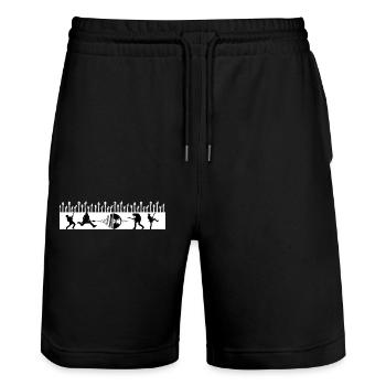 jokkajokky - Stanley/Stella Unisex Bio Joggingshorts Trainer  - Schwarz - Vorne - Nik (191cm) & Marisol (170cm)