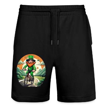 Vélo Trèfle de la Saint-Patrick - Short de jogging bio TRAINER Stanley/Stella unisexe - noir - Devant - Nik (191cm) & Marisol (170cm)