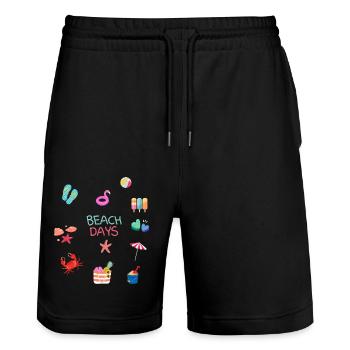 Beach Days - Stanley/Stella Trainer Unisex Organic Jogging Shorts - black - Front - Nik (191cm) & Marisol (170cm)