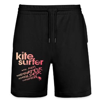 Kitesurfer vs Windsurfer - Stanley/Stella Unisex Bio Joggingshorts Trainer  - Schwarz - Vorne - Nik (191cm) & Marisol (170cm)