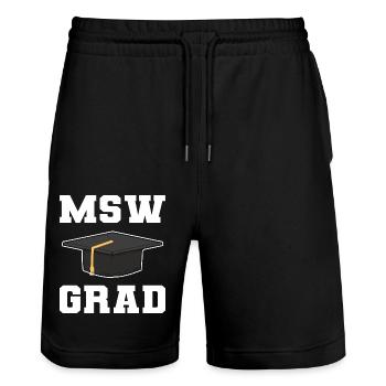 Master's Degree Graduation Ceremony - Stanley/Stella Trainer Unisex Organic Jogging Shorts - black - Front - Nik (191cm) & Marisol (170cm)