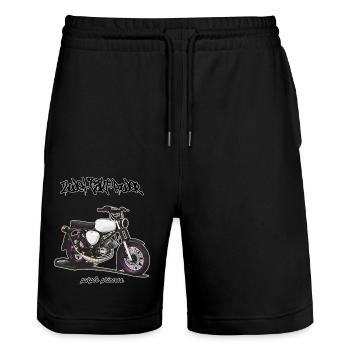 S51 // Tuning // Illustration - Stanley/Stella Unisex Bio Joggingshorts Trainer  - Schwarz - Vorne - Nik (191cm) & Marisol (170cm)