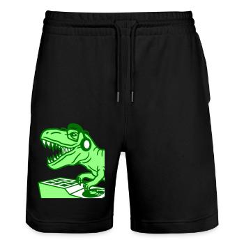Cool Dino DJ T. Rex Dinosaur Party Club Music - Stanley/Stella Trainer Unisex Organic Jogging Shorts - black - Front - Nik (191cm) & Marisol (170cm)