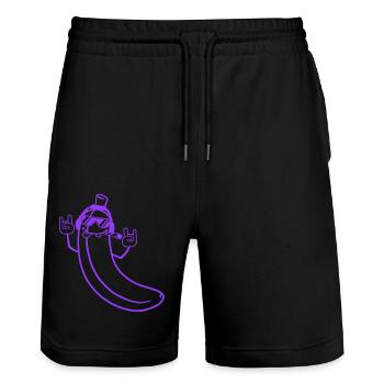 Lustige DJ Party Banane Obst Musik Spaß Gesicht - Stanley/Stella Unisex Bio Joggingshorts Trainer  - Schwarz - Vorne - Nik (191cm) & Marisol (170cm)