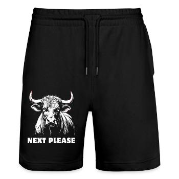 Taurus - Next please - proud, self-confident - Stanley/Stella Trainer Unisex Organic Jogging Shorts - black - Front - Nik (191cm) & Marisol (170cm)