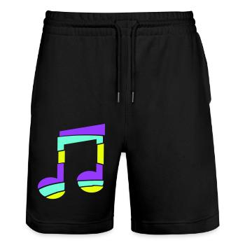 Bunte Musik Note Streifen Techno Party Musiknote - Stanley/Stella Unisex Bio Joggingshorts Trainer  - Schwarz - Vorne - Nik (191cm) & Marisol (170cm)
