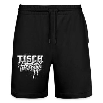Tisch Fussball Tischfußball - Stanley/Stella Unisex Bio Joggingshorts Trainer  - Schwarz - Vorne - Nik (191cm) & Marisol (170cm)