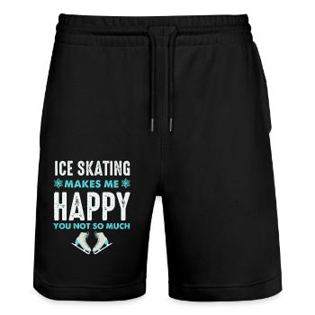 Skating Makes Me Happy- Figure Skating Gifts - Stanley/Stella Trainer Unisex Organic Jogging Shorts - black - Front - Nik (191cm) & Marisol (170cm)
