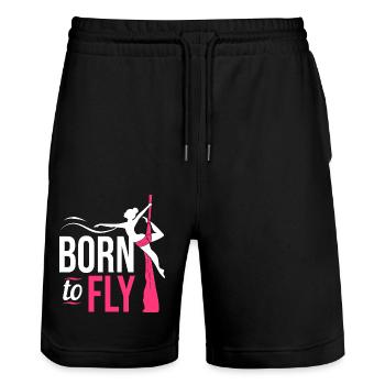 Aerial Yoga Air Yoga - Stanley/Stella Unisex Bio Joggingshorts Trainer  - Schwarz - Vorne - Nik (191cm) & Marisol (170cm)