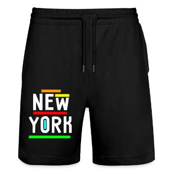 New York - Drôle Coloré - États-Unis - Amérique - NYC - Short de jogging bio TRAINER Stanley/Stella unisexe - noir - Devant - Nik (191cm) & Marisol (170cm)