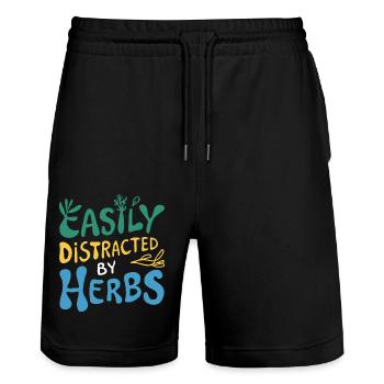Kräuter-Liebhaber: Leicht abgelenkt - Stanley/Stella Unisex Bio Joggingshorts Trainer  - Schwarz - Vorne - Nik (191cm) & Marisol (170cm)