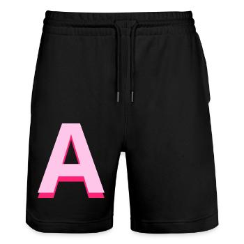 Letter to pink pop and modern - Stanley/Stella Trainer Unisex Organic Jogging Shorts - black - Front - Nik (191cm) & Marisol (170cm)