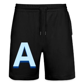 Lettre a bleu pop et moderne - Short de jogging bio TRAINER Stanley/Stella unisexe - noir - Devant - Nik (191cm) & Marisol (170cm)