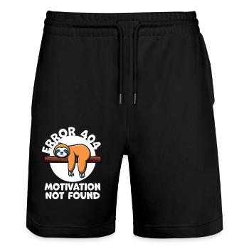 Faultier - Error 404 motivation not found - Stanley/Stella Unisex Bio Joggingshorts Trainer  - Schwarz - Vorne - Nik (191cm) & Marisol (170cm)