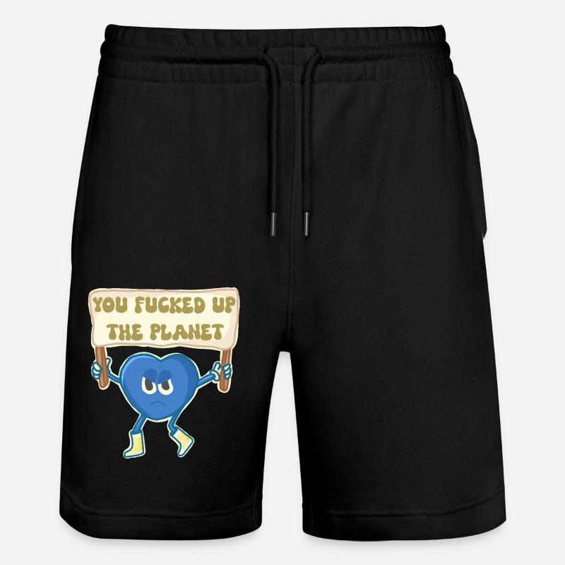 Climat activiste mascotte retro - Short de jogging bio TRAINER Stanley/Stella unisexe - noir
