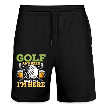 Golf And Beer That's Why I'm Here Hobby Golfer - Stanley/Stella Trainer Unisex Organic Jogging Shorts - black - Front - Nik (191cm) & Marisol (170cm)