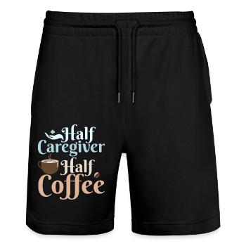 Moitié aidant Moitié café Aidant aidant - Short de jogging bio TRAINER Stanley/Stella unisexe - noir - Devant - Nik (191cm) & Marisol (170cm)