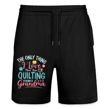 The Only Thing I Love More Than Quilting Quilter S - Stanley/Stella Trainer Unisex Organic Jogging Shorts - black - Front - Nik (191cm) & Marisol (170cm)