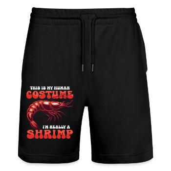 C’est mon costume humain Amateur de crevettes Fruits de mer - Short de jogging bio TRAINER Stanley/Stella unisexe - noir - Devant - Nik (191cm) & Marisol (170cm)