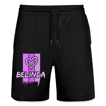 Belinda dans le rôle de Belinda - Short de jogging bio TRAINER Stanley/Stella unisexe - noir - Devant - Nik (191cm) & Marisol (170cm)