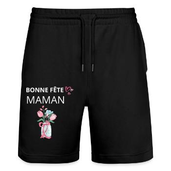 Happy Mother's Day - Stanley/Stella Trainer Unisex Organic Jogging Shorts - black - Front - Nik (191cm) & Marisol (170cm)