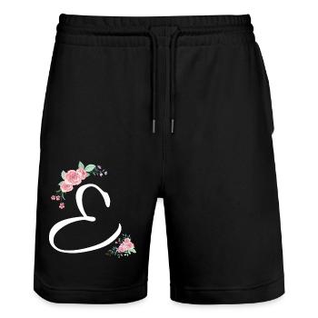 Letter and flowers - Stanley/Stella Trainer Unisex Organic Jogging Shorts - black - Front - Nik (191cm) & Marisol (170cm)