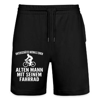 Fahrrad Radfahren Lustiges Radfahrer Geschenk - Stanley/Stella Unisex Bio Joggingshorts Trainer  - Schwarz - Vorne - Nik (191cm) & Marisol (170cm)