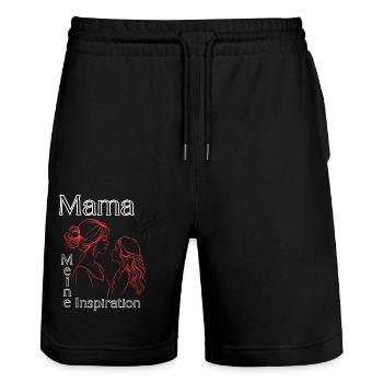Mama meine Inspiration - Stanley/Stella Unisex Bio Joggingshorts Trainer  - Schwarz - Vorne - Nik (191cm) & Marisol (170cm)