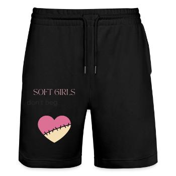 Soft Girls Don’t Beg Shirt – Feminine Baddie - Stanley/Stella Trainer Unisex Organic Jogging Shorts - black - Front - Nik (191cm) & Marisol (170cm)
