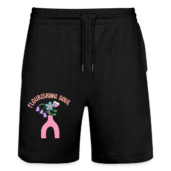 Bunter Blumenstrauß - Blühende Seele - Geschenk - Stanley/Stella Unisex Bio Joggingshorts Trainer  - Schwarz - Vorne - Nik (191cm) & Marisol (170cm)