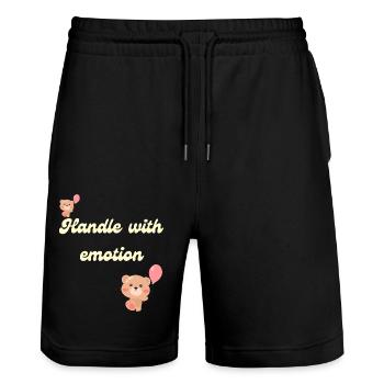 Manipuler avec émotion – Pastel Mental Health Aware - Short de jogging bio TRAINER Stanley/Stella unisexe - noir - Devant - Nik (191cm) & Marisol (170cm)