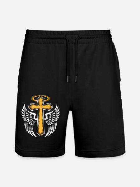 Christelijk Kruis Christendom Jezus God Religie - Stanley/Stella uniseks bio-joggingshorts Mover  - zwart