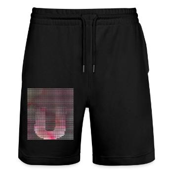 Letter U, Name, der Buchstabe U - Stanley/Stella Unisex Bio Joggingshorts Trainer  - Schwarz - Vorne - Nik (191cm) & Marisol (170cm)