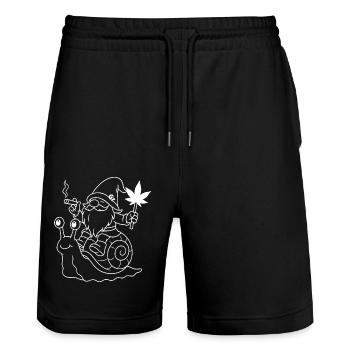 Lässiger Zwerg auf Schnecke mit Joint - Stanley/Stella Unisex Bio Joggingshorts Trainer  - Schwarz - Vorne - Nik (191cm) & Marisol (170cm)