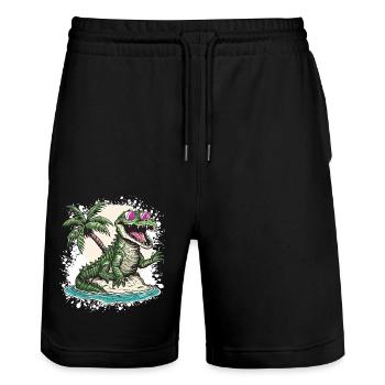 Alligator Island Palm Tree - Stanley/Stella Trainer Unisex Organic Jogging Shorts - black - Front - Nik (191cm) & Marisol (170cm)