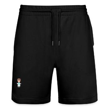 Person Illustratiert (Malte) - Stanley/Stella Unisex Bio Joggingshorts Trainer  - Schwarz - Vorne - Nik (191cm) & Marisol (170cm)