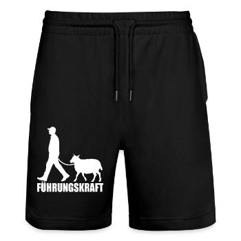Schaf - Führungskraft - Landwirtschaft Geschenk - Stanley/Stella Unisex Bio Joggingshorts Trainer  - Schwarz - Vorne - Nik (191cm) & Marisol (170cm)