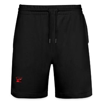 Couronne de cire 👑 à cacheter rouge - Short de jogging bio TRAINER Stanley/Stella unisexe - noir - Devant - Nik (191cm) & Marisol (170cm)